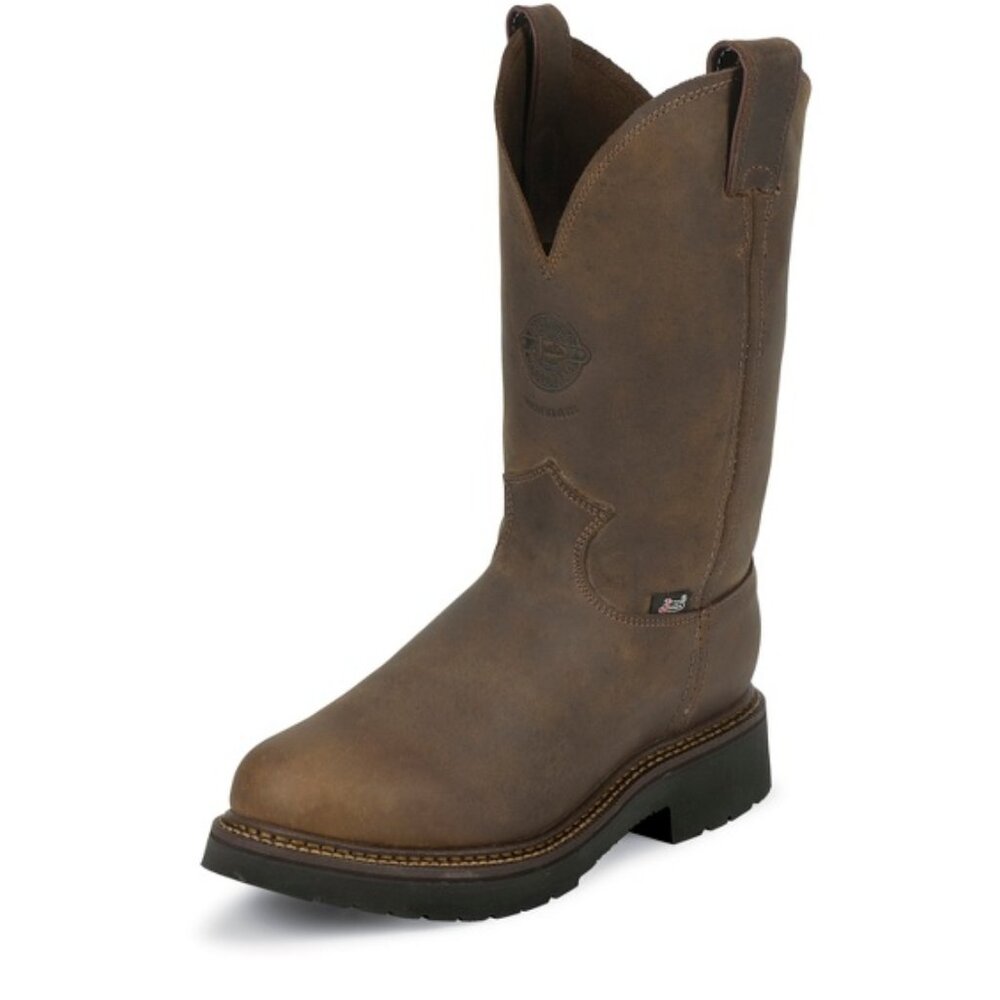 Men's Justin 4445 11" Steel Toe Rugged Bay Gaucho With Deep Scallop Round Toe